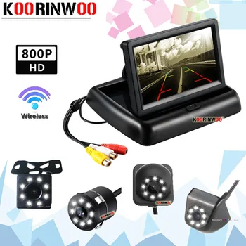 

Koorinwoo Wireless Adopter 4.3 Foldable Car Rearview Monitor Reverse Camera 8 Backlight System DVD for Rear view camera Parking