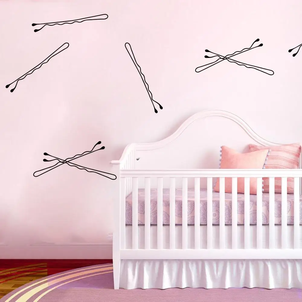 

Bobby Pin Makeup Wall Decal Girl Room Bathroom Hair Clip Bobby Pin Cosmetics Make up Nail Hair Salon Wall Sticker Vinyl Decor