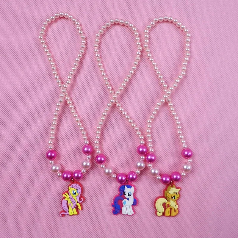 1PCS-My-Little-Horse-Cartoon-Pendant-Necklaces-Chain-Necklace-Girls-Lovely-Beaded-Necklace-Kids-Gifts