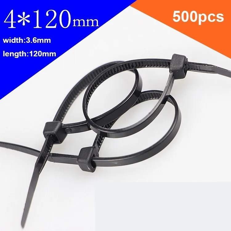

500pcs/lot 4*120mm 3.6mm width National Standard Nylon Tie Plastic Fixed Buckle Lock Type Label Sign Black/White