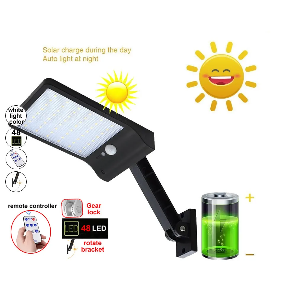 

48 LED Solar Light remote control Garden Outdoor Lamp 3 Modes Security Pool Door g spotlight floodli
