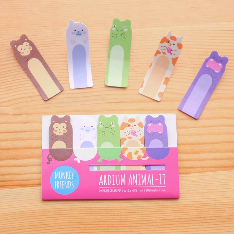 2 шт./лот Kawaii Animal Cat Monkey Frog MemoPads Липкие заметки для детей школьные и офисные