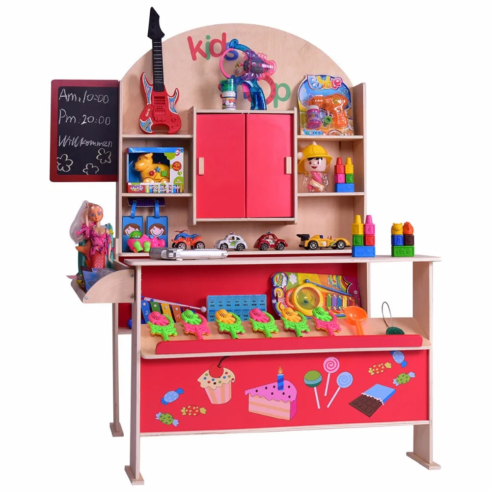 Kids Wooden Toy Shop Market Children Shopping Pretend Play Set Colorful Toddler Baby Christmas Birthday Gift