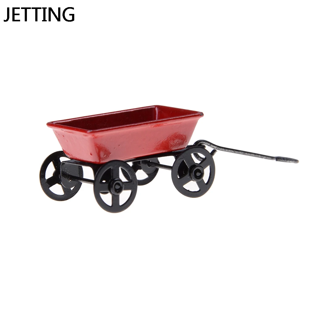 JETTING 1Pc Handmade Carts Miniature Fairy Garden Miniature Craft Home Decor Series 3.4cm Metal red cart