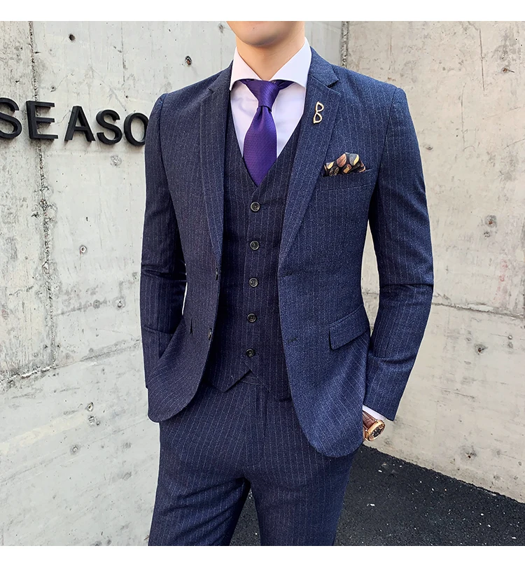 Men's Formal Dress suits Mens Fashion Business Casual Silm Office Party wedding 3 piece suits Blazer With Pants Vest Size 3XL