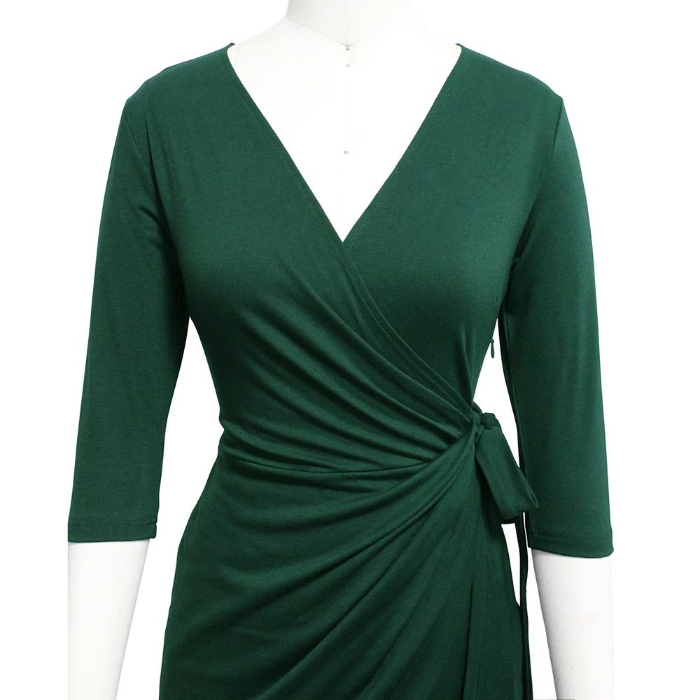 Berydress Винтаж 50s Ruched женское платье с длинными рукавами черные скромные платья Элегантное узкое облегающее платье осень миди бордовые платья