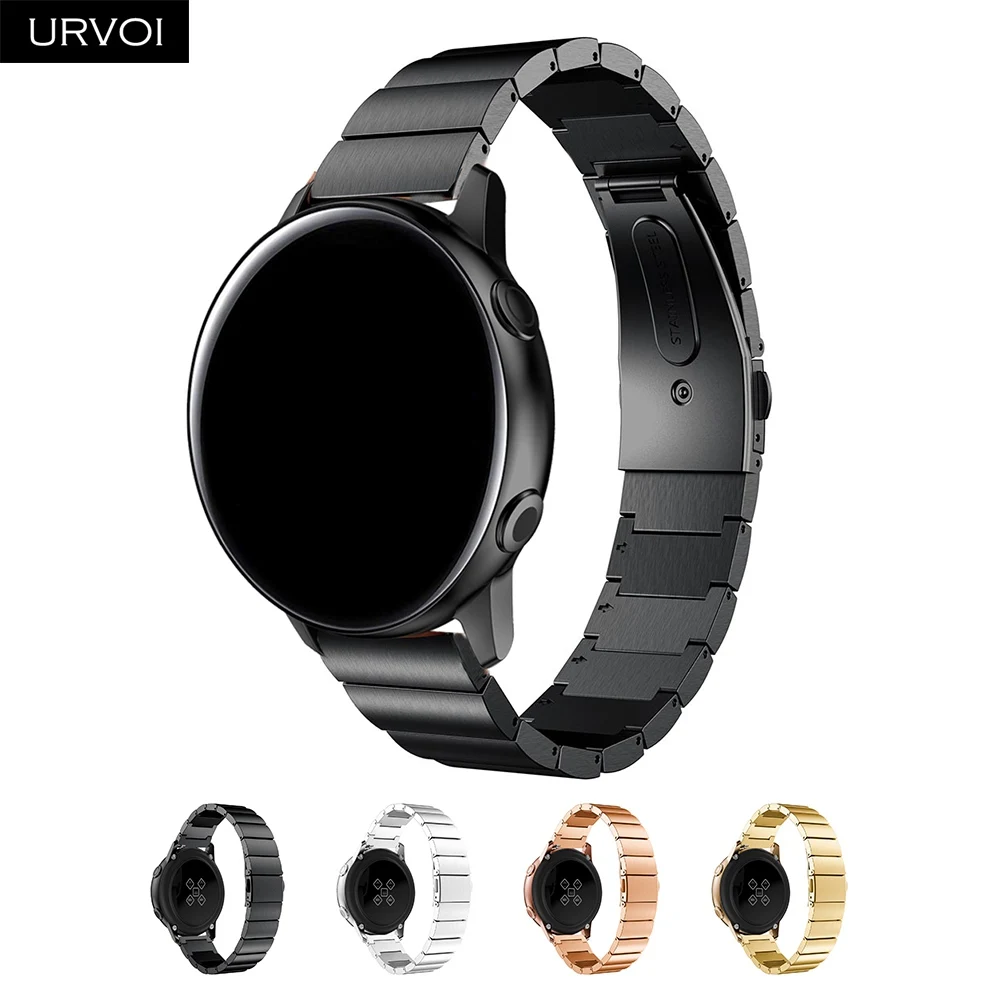 

URVOI 1 rows band for Galaxy Watch Active strap stainless steel Fold over clasp with quick release pins wrist 4 colors 42 46mm