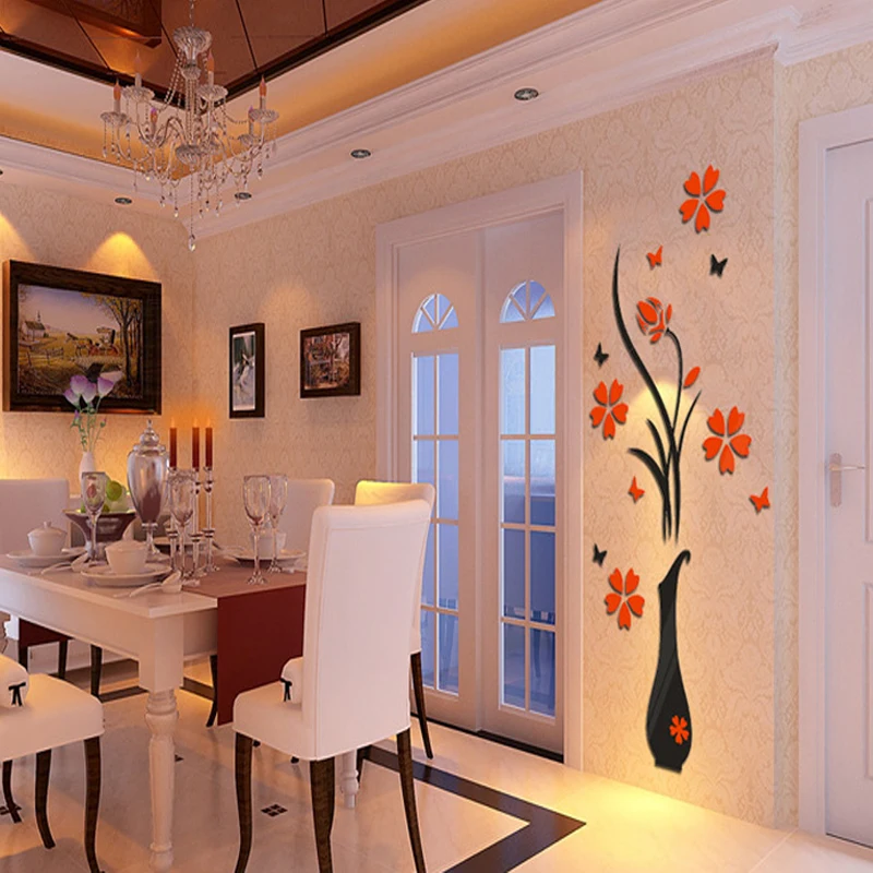 

Top Grand DIY Vase Retro Home Room TV Decor Vase Plum Flower Tree Crystal Arcylic 3D Wall Sticker 80CM