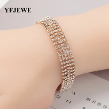 YFJEWE вечерние ювелирные изделия Браслеты Горячая Игристое Полный горный хрусталь браслеты из нержавеющей стали Для женщин заявление Pulsera Mujer Bijoux(украшения своими руками) B134