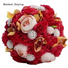 Пакет с коробкой великолепные Искусственные цветы ручной работы красные розы свадебные букеты ; обувь для невесты и подружки невесты Свадебные аксессуары, букеты