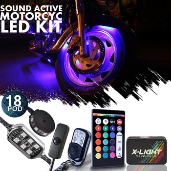 

18x Motorcycle NEON Accent Light pod Kit For Harley Davidson with On/Off Switch Music Active Brake Function Turn Signal Function