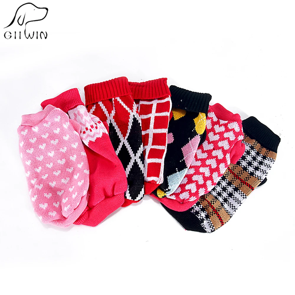Pet Clothes With Lovely Hearts Pattern Wool Knitwear Sweater For Small Medium Dogs Cats Winter Coat Keep Warm KL017 |