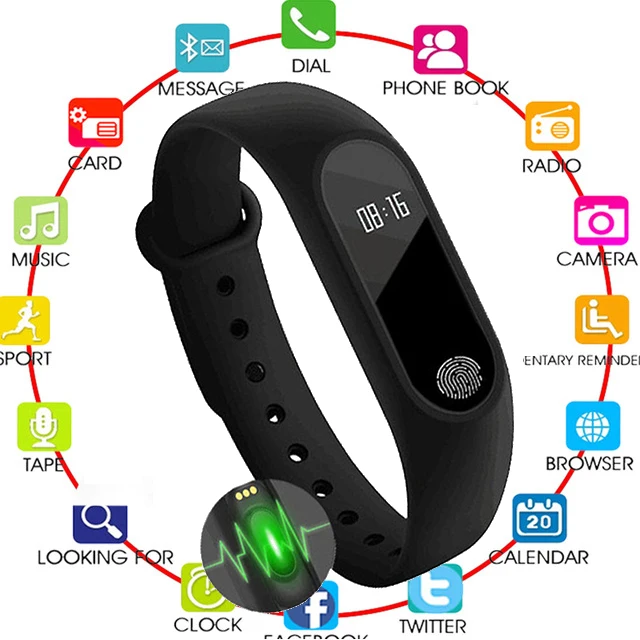 Bluetooth водонепроницаемый светодиодный смарт браслет M2 M3 монитор сердечного ритма
