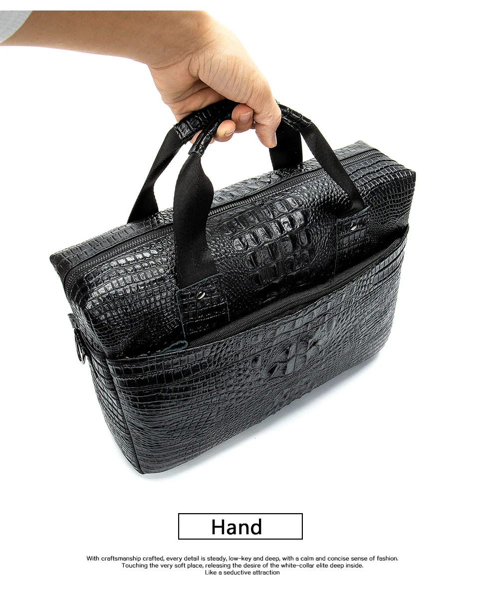24 Men's Genuine Leather Briefcase Male man computer Laptop Bags For Men Cow Leather Men's Bag Crocodile Pattern handbags