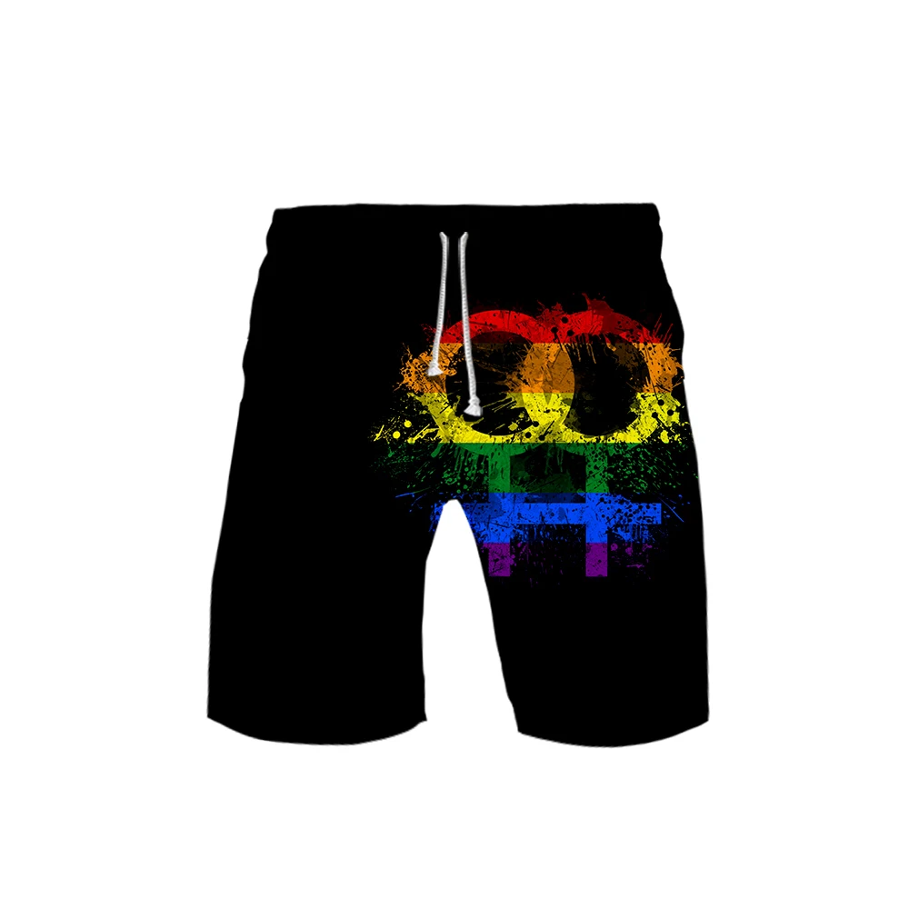

2019 Homosexual LGBT Beach Shorts Men Men's 3D templar Board Shorts Trunks 2019 Summer Quick Dry Hip Hop Short Pants Beach Wear