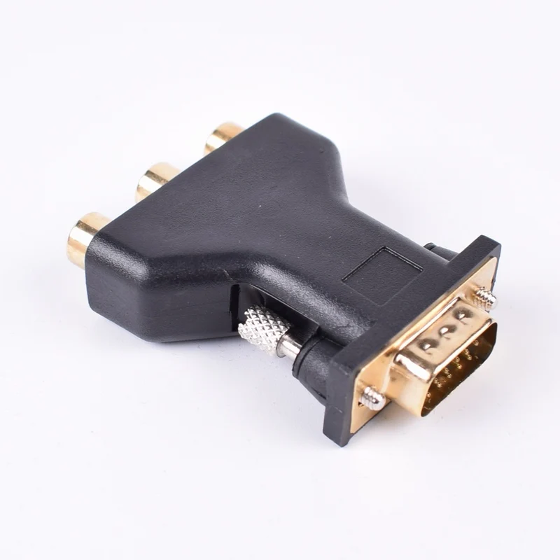 

HD 15-Pin VGA to 3 RCA RGB Converter, input VGA output RCA, plug adapter to connect computer to TV or Projector.