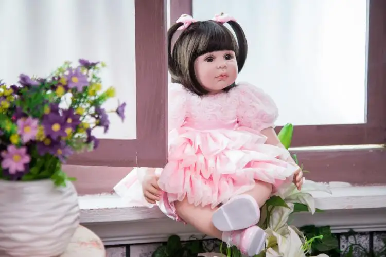 

60cm Silicone Reborn Baby Doll Toys Like Real 24inch Vinyl Exquisite Princess Toddler Girls Babies Dolls Birthday Gift Present