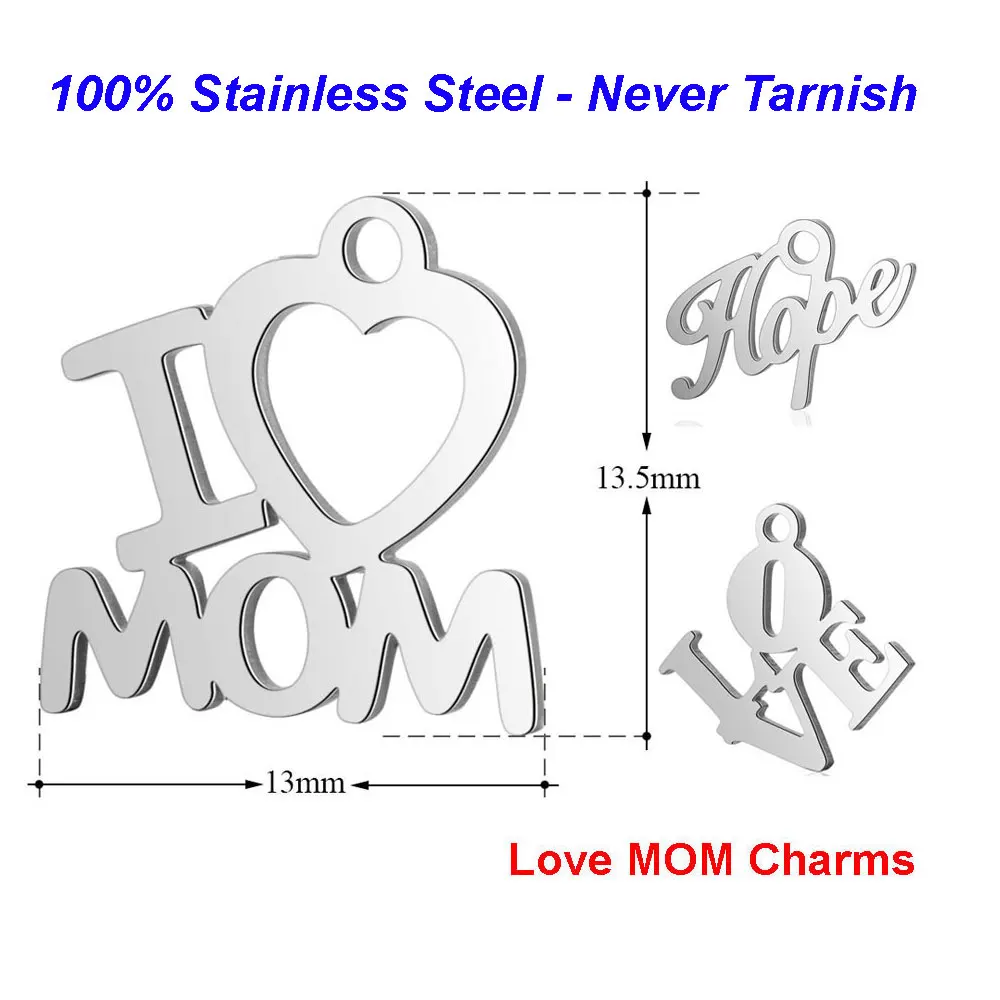 10 шт./лот 100% подвески из нержавеющей стали I Love Mom VNISTAR полированные лучшие бирки
