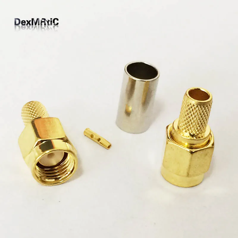 

1PC New RP SMA Crimp Male plug Connector Reverse For LMR195 RG58 Cable Wholesale Wire Connector