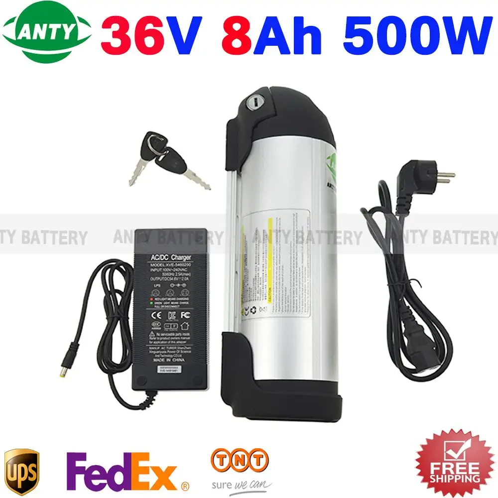 36v Ebike Battery 8ah 500w Rechargeable Battery Pack 36v With 42v 2a Charger ,15a Bms 36v Lithium Battery Free Tnt Shipping