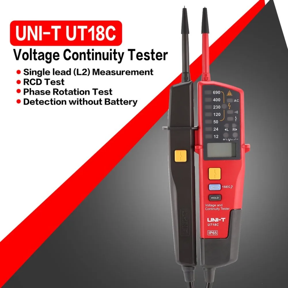 

Auto Range Voltage Meter Continuity Phase Rotation RCD LCD LED Two Pole Tester Detector On-Off Test Voltmeter Free Shipping