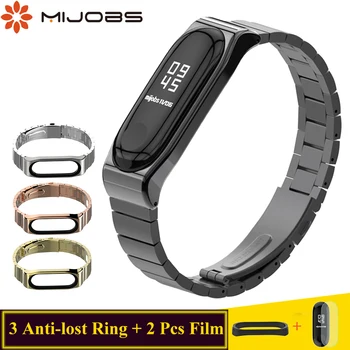 

Mijobs Mi Band 4 3 Metal Wrist Strap for Xiaomi Mi Band 4 3 Strap Stainless Steel Smart Bracelet Wristbands Mi Band 4 3 strap