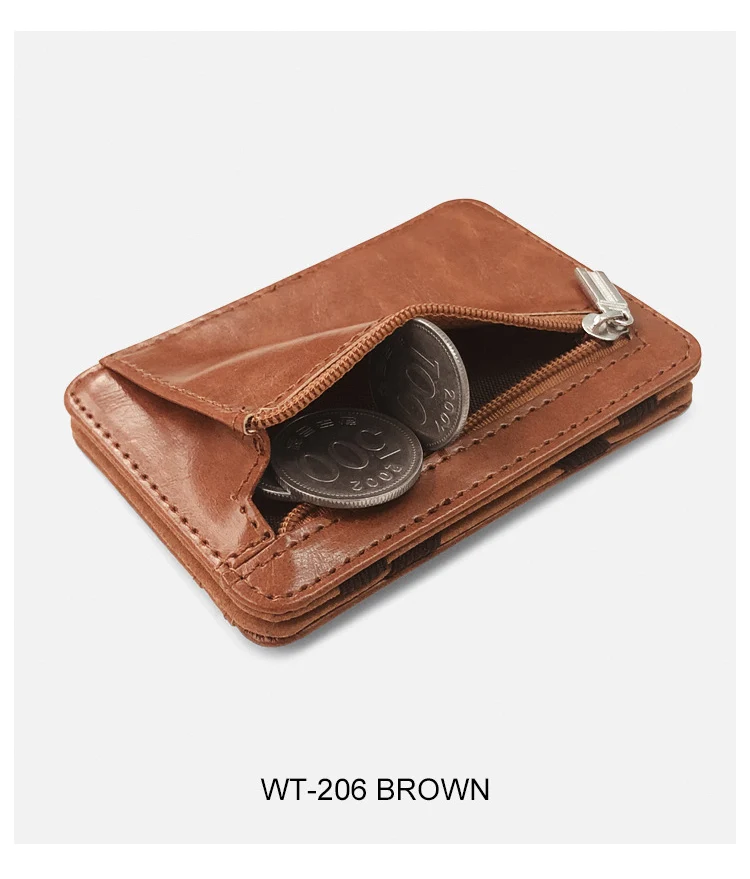 Модный мужской маленький кожаный волшебный кошелек с карманом для монет, мужской мини-кошелек, сумка для денег, кредитный держатель для карт, зажим для наличных