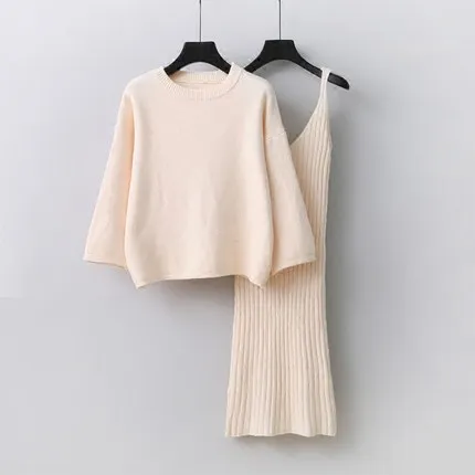 ZHISILAO, весенний женский спортивный костюм, женский комплект из 2 предметов, женское платье, вязаный свитер, пуловер, свитера, облегающее платье, вечерние