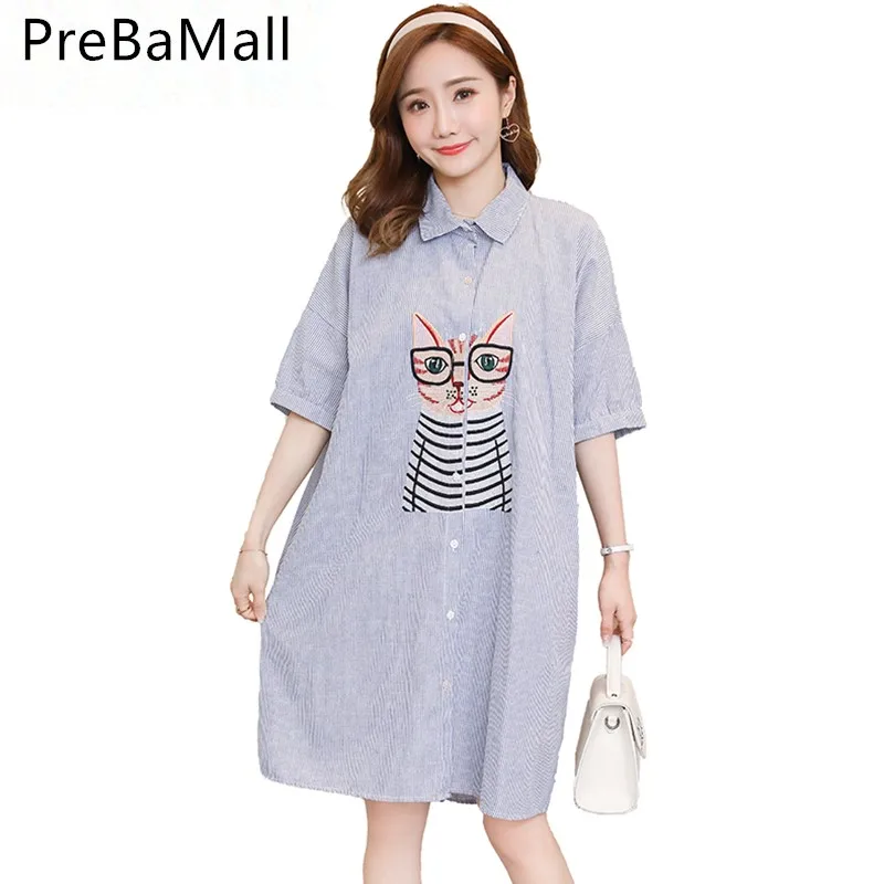 

Embroidery Owl Maternity Blouses Dresses Loose Tops Clothes For Pregnant Women Plus Size Pregnancy Dress Clothing B0042