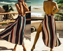2019 Hot Selling Sexy Women Summer Casual Striped Printed Split Straight Mid-calf Skirts Summer Skirts Womens Party Skirt mid calf flower print straight womens pants