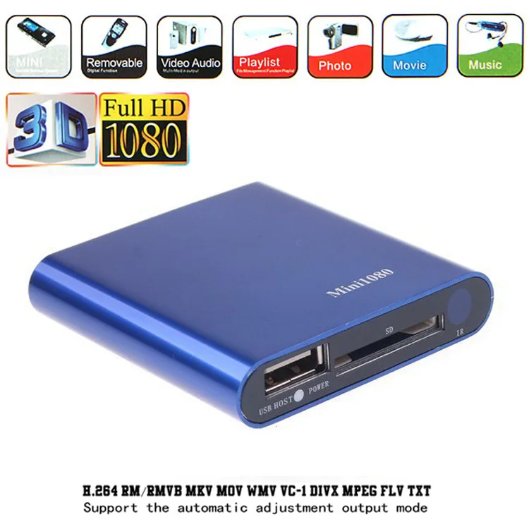 Elistooop 1080P мини HDD медиаплеер HDMI AV USB хост Full HD с SD MMC кардридер Поддержка H.264 MKV AVI 1920*1080P 100Mpbs