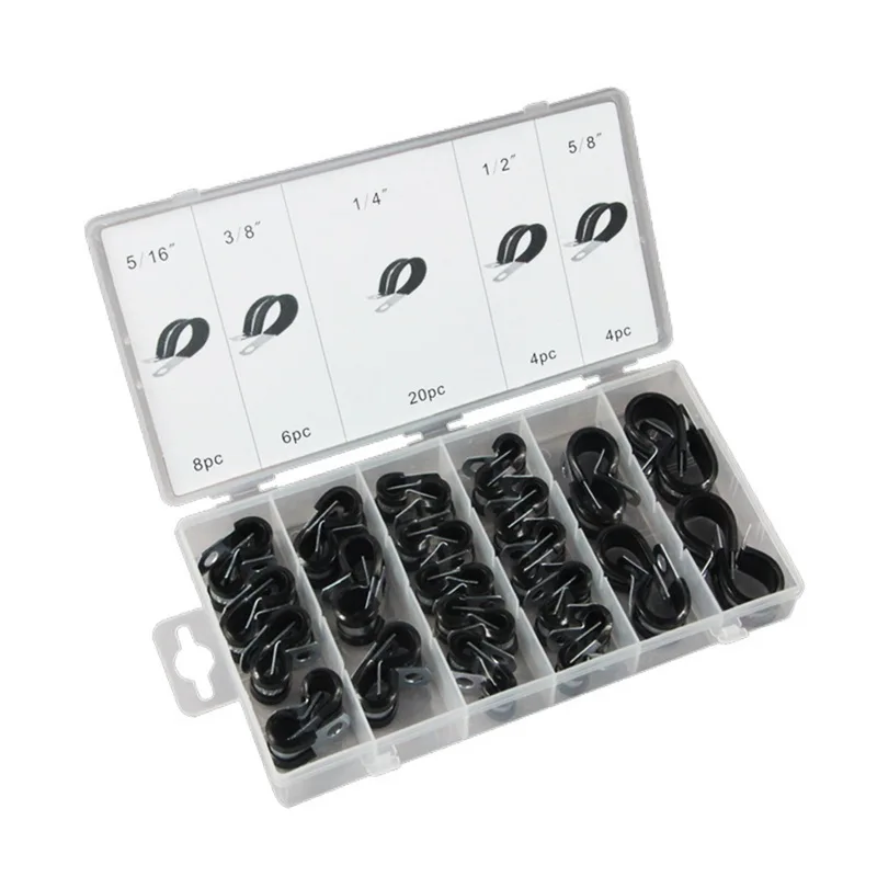 

Urijk 42pcs/set Stainless Steel Rubber Cushion Pipe Clamps Cable Clamp 6MM 8MM 10MM 13MM 16MM With PP Storage Case & Chart