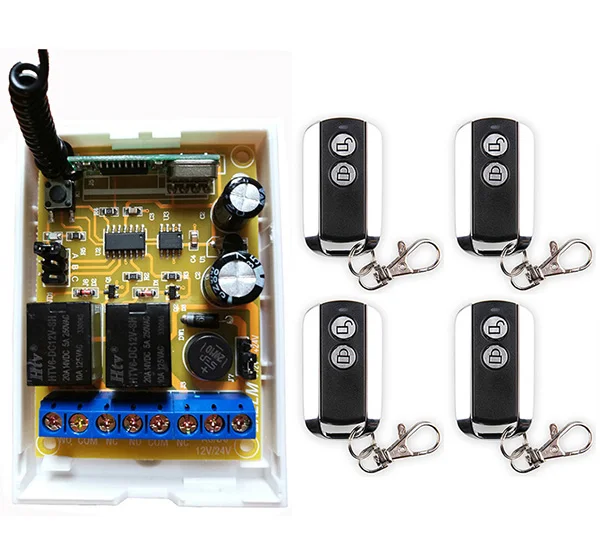

DC12V DC24V 2CH Wireless Remote Control Switch System Receiver&2 Keys metal waterproof Remote/lamp/ window/Garage Doors shutters