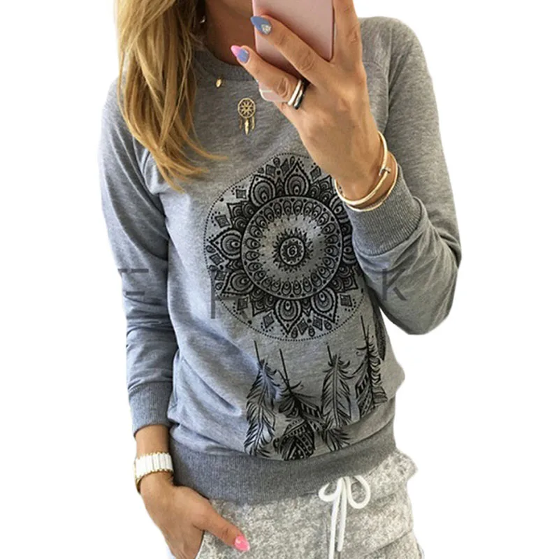 

2017 New Womens Autumn Long Sleeve Hoodie Sweatshirt Print Casual Hooded Coat Pullover