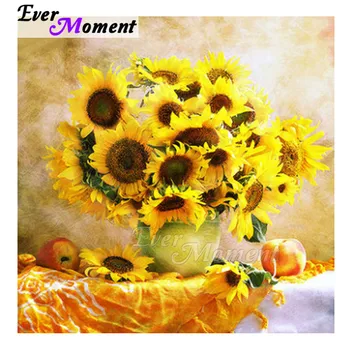 

Ever Moment Diamond Painting 5D DIY Full Square Drill Sunflower Apple Peach Rhinestone Mosaic Diamond Embroidery Decor S2F2266