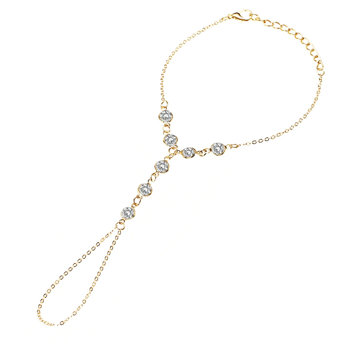 Vintage Crystal Finger Bracelets & Bangles Luxury Slave Hand Link Chain Bracelet For Women Rhinestone Boho Jewelry Shellhard