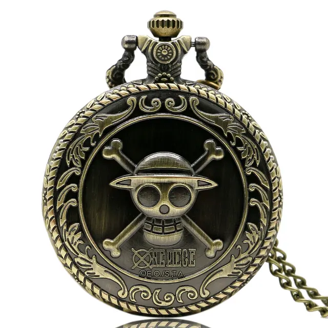 Vintage Bronze Pirate Skull Luffy One Piece Quartz Pocket Pendant Watch Mens Gif Vintage Bronze Pirate Skull Luffy One Piece Quartz Pocket Pendant Watch Mens Gif