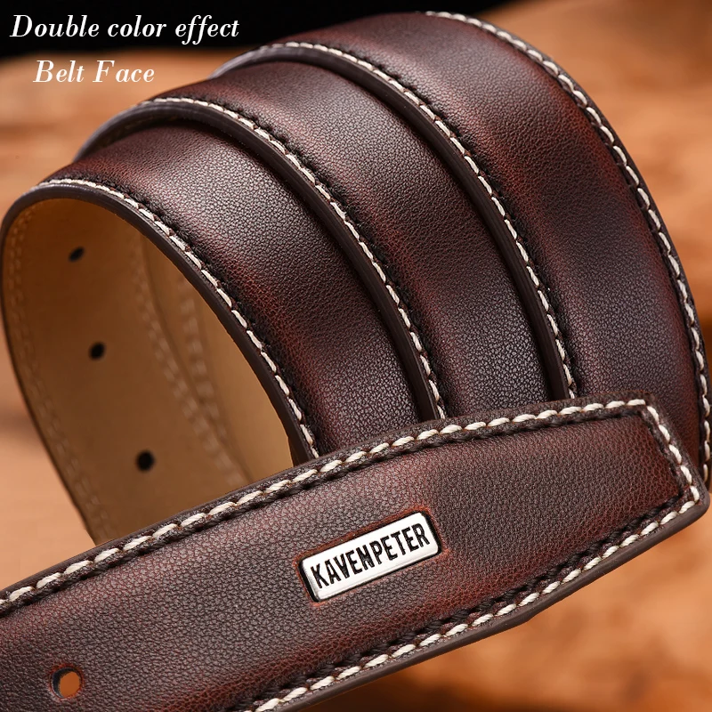 Fashion Men Belts Genuine Leather Luxury Designer Brown Vintage Waist Belt For Jeans Cinturon Cowboy Hombre Dropshipping image_2