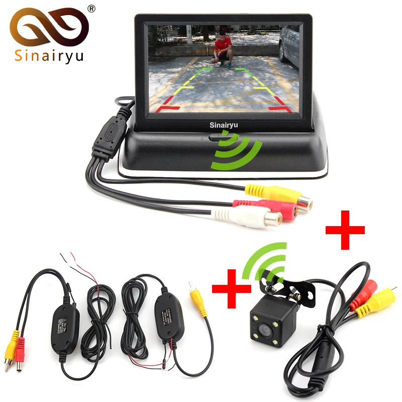 

Sinairy Car Wireless Parking Camera Monitor Video System 4.3 Inch Car Foldable Monitor With Rear View Camera, Wireless Video Kit