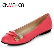 ENMAYER frauen Mode Schuhe Frau Wohnungen Frühling Schuhe Große Größe 4-14 Weiblichen Ballettschuhe Metall Runde Kappe feste Beiläufige Schuhe