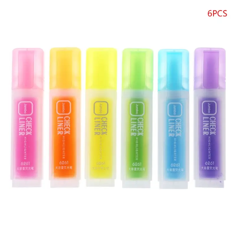 

6pcs/set Large Capacity Fluorescent Highlighters Pen Office School Supplies Stationery