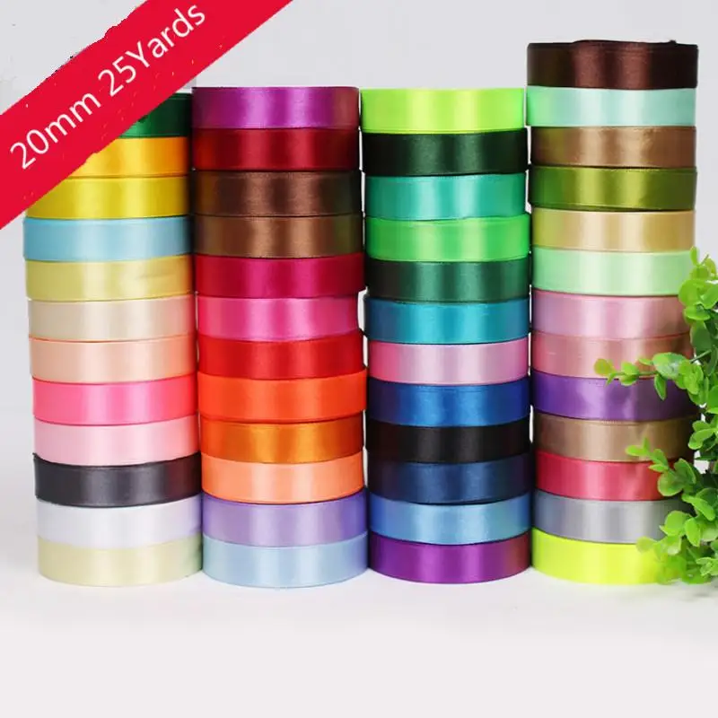 Атласная лента 25 ярдов 20 мм для украшения свадебной вечеринки|20mm satin ribbon|25 yardsatin