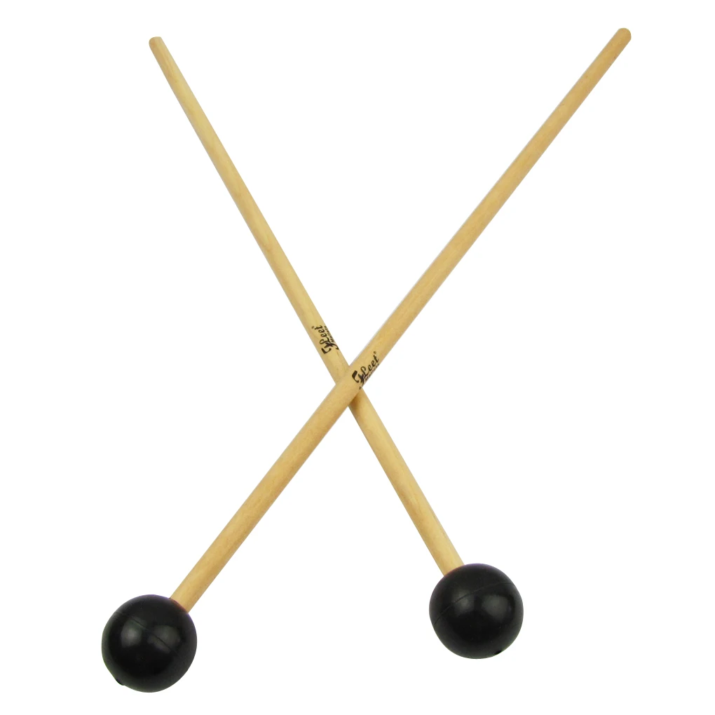 Новая пара Glockenspiel ксилофон барабанные палочки молотки перкуссия Кленовая ручка с черной мягкой резиновой головной барабан аксессуары