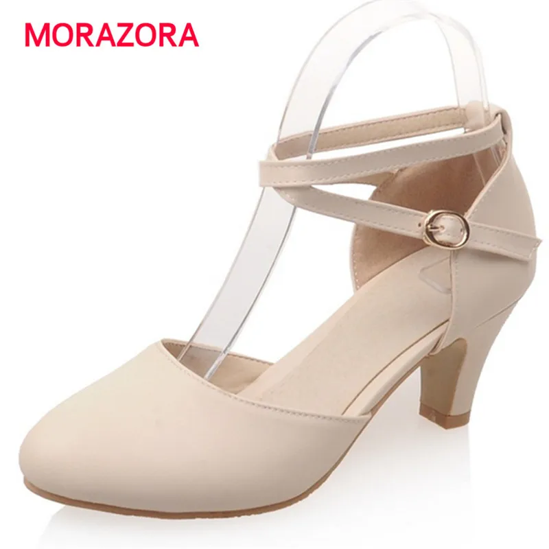 MORAZORA/Новинка года; летние туфли на высоком каблуке; свадебные туфли с пряжкой; элегантные женские босоножки; большие размеры 33-43