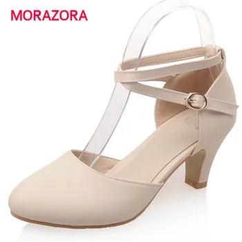 

MORAZORA 2020 New arrive summer shoes high heels shallow buckle wedding shoes woman sandals elegant big size 33-43