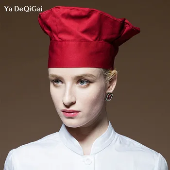 

Men Kitchen Baker Elastic Hat Cooking Adjustable Chefs Hat Catering Cooking Cap Striped Plain Hats Working Cap waitress chef hat