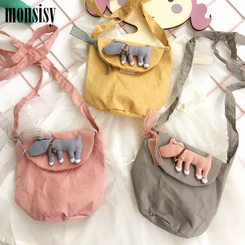 

Monsisy Children Purse Handbag Girl Shoulder Bag Kawaii Cotton 3D Dog To Kid Boy Bag Lolita Baby Toddler Small Coin Bag Gift