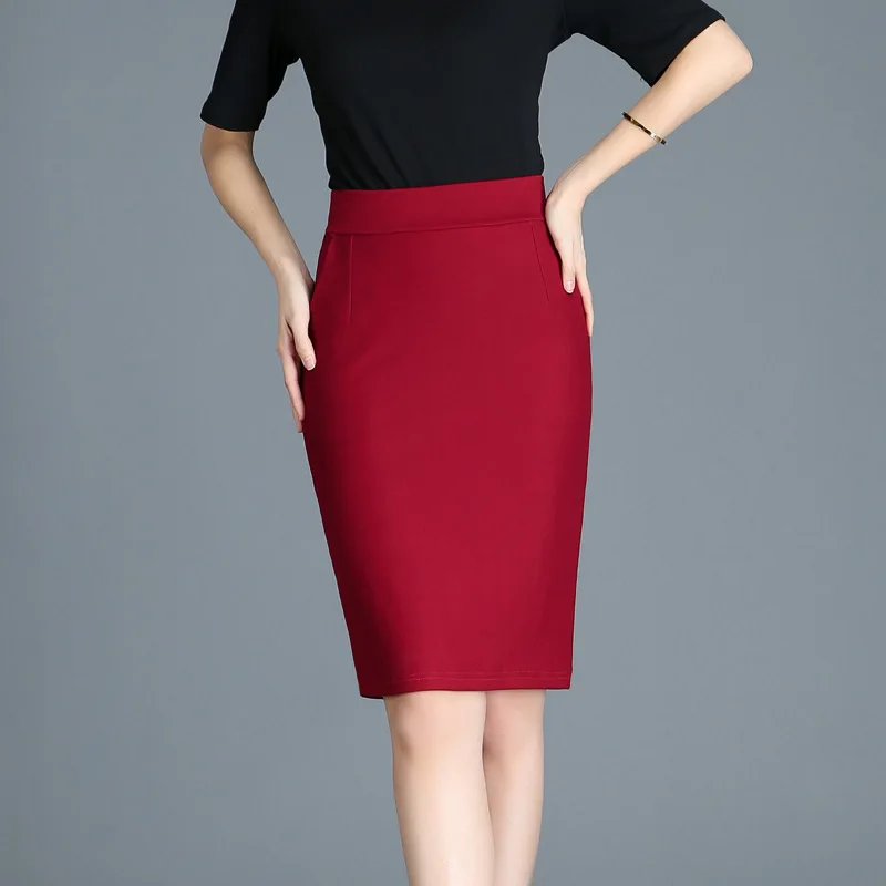 

Skirts Women Korean Women Bodycon Work Elastic Skirt Elegant Women Pencil Skirt Plus Size Woman OL Skirts Faldas Mujer Moda 2019