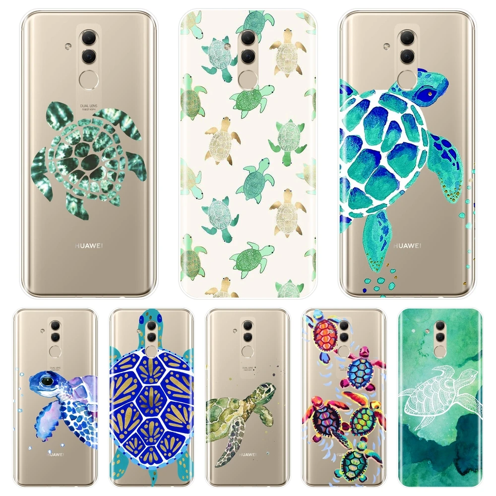 

Back Cover For Huawei Mate 9 10 20 Lite Green Blue Turtle Animal Cool Soft Phone Case Silicone For Huawei Mate 7 8 9 10 20 Pro