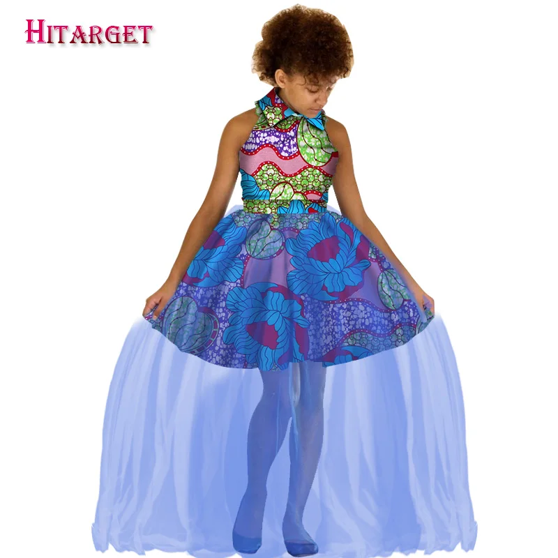 Милая хлопковая одежда в африканском стиле для девочек Детские платья с принтом Дашики Анкары, детская одежда для девочек в африканском стиле, Bazin Riche, WYT59
